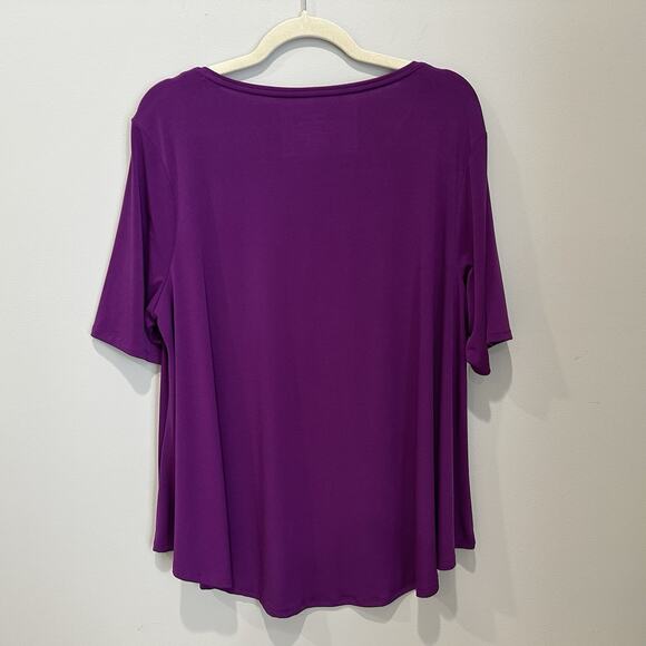 CHICOS Purple Ultimate Tee Crew Neck Short Sleeve Slinky Top SIZE 3 US XL - Picture 4 of 5